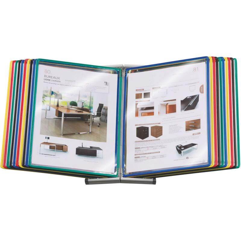Protège-documents pivotant pupitre Djois by Tarifold PVC A4 30 pochettes - 60 vues couleurs assorties