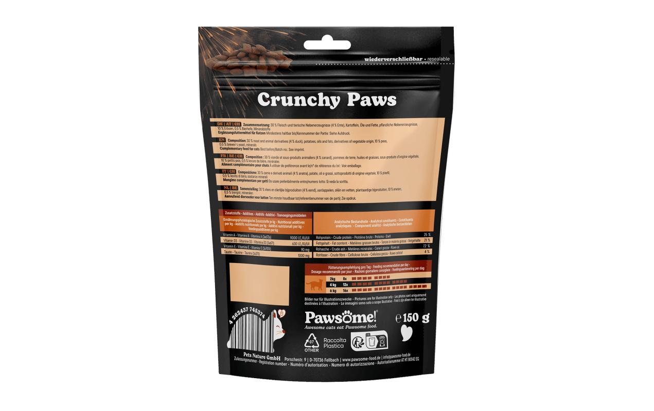 Cat Crunchy Paws Ente 150 gSnack für Katzen