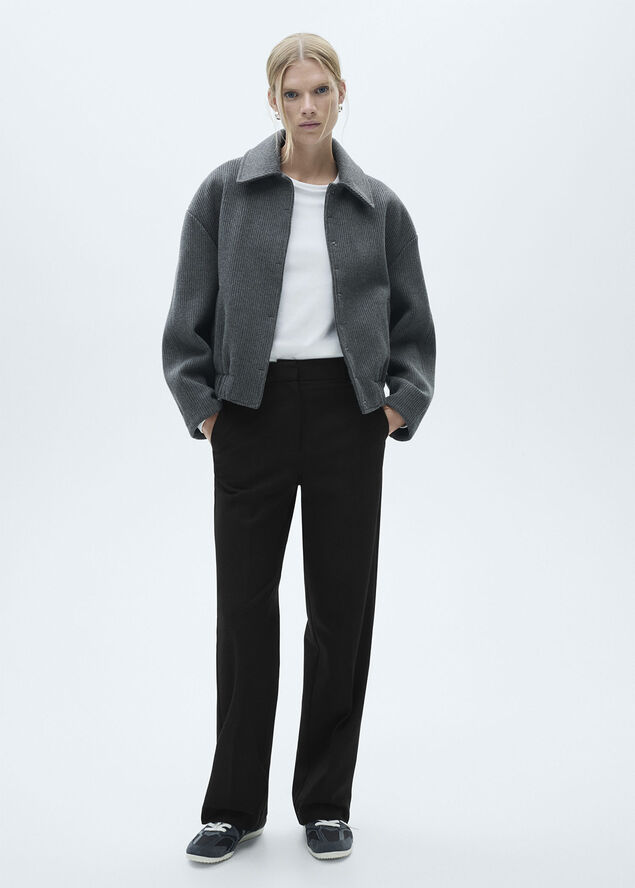 MANGO Flowy straight-fit trousers Black