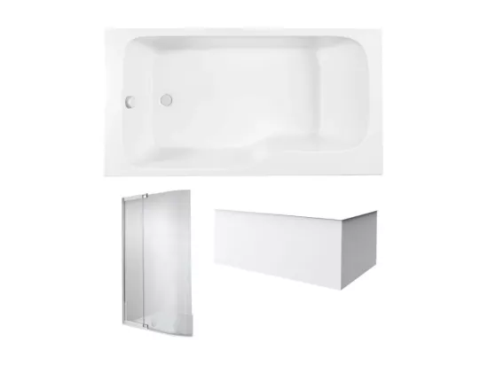 Pack baignoire bain douche 170 x 90 JACOB DELAFON Malice version gauche + tablier en angle + pare bain