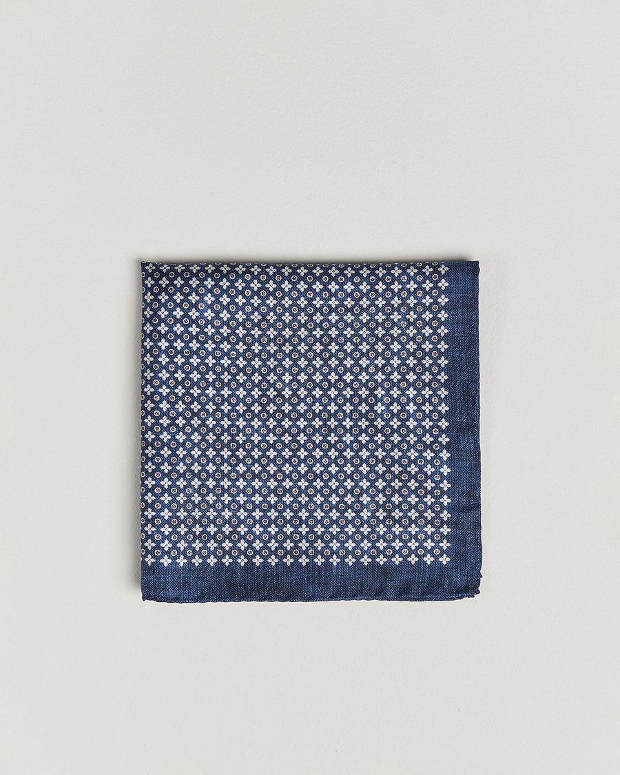 Amanda Christensen Silk Twill Printed Flower Pocket Square Navy