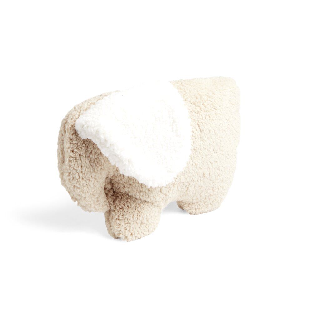 Coussin forme éléphant aspect moutonné beige 27x40cm