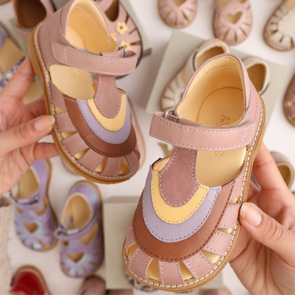 Køb Angulus Rosebud/Clay/Lilac Colourblock Regnbuesandal Med Velcro