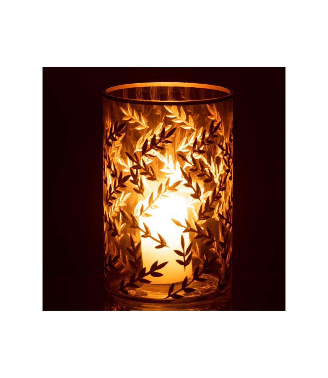 Paris Prix - Photophore Design En Verre arbre Blé 19cm Or