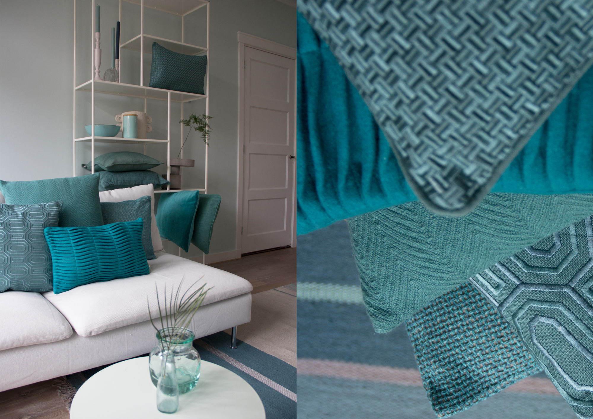Kussen herringbone peppergreen
