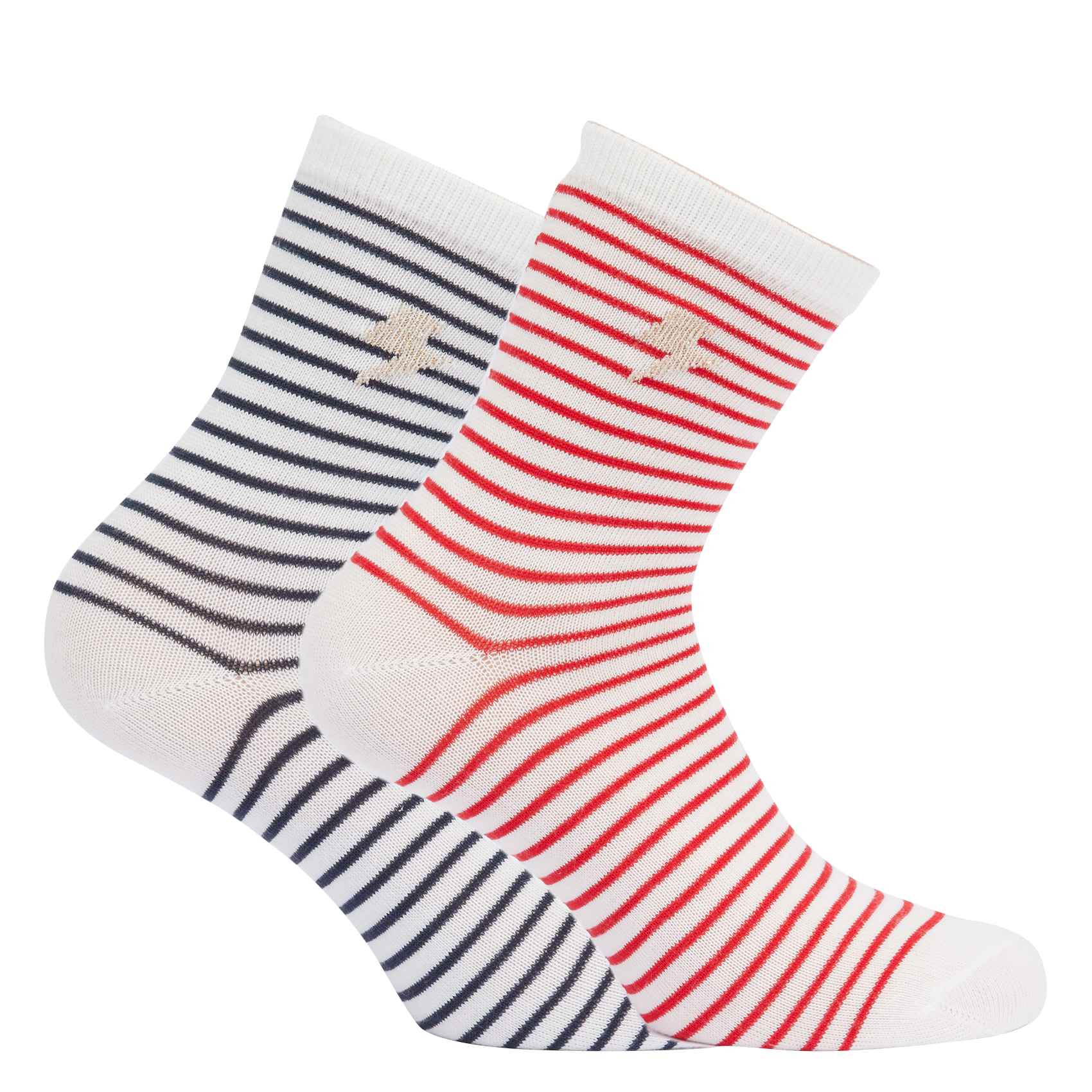 Chaussettes à rayures et coeurs | Blanc