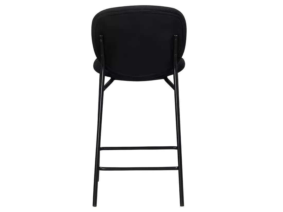 DALBY - Lot de 2 tabourets de bar en tissu bouclette et métal H65cm - Noir