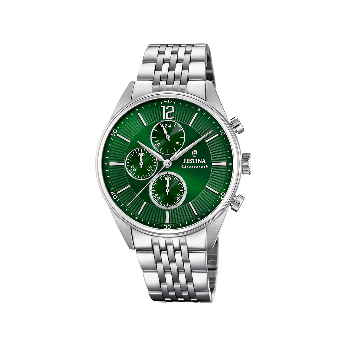 Montre FESTINA timeless chronograph homme chronographe, bracelet acier argent