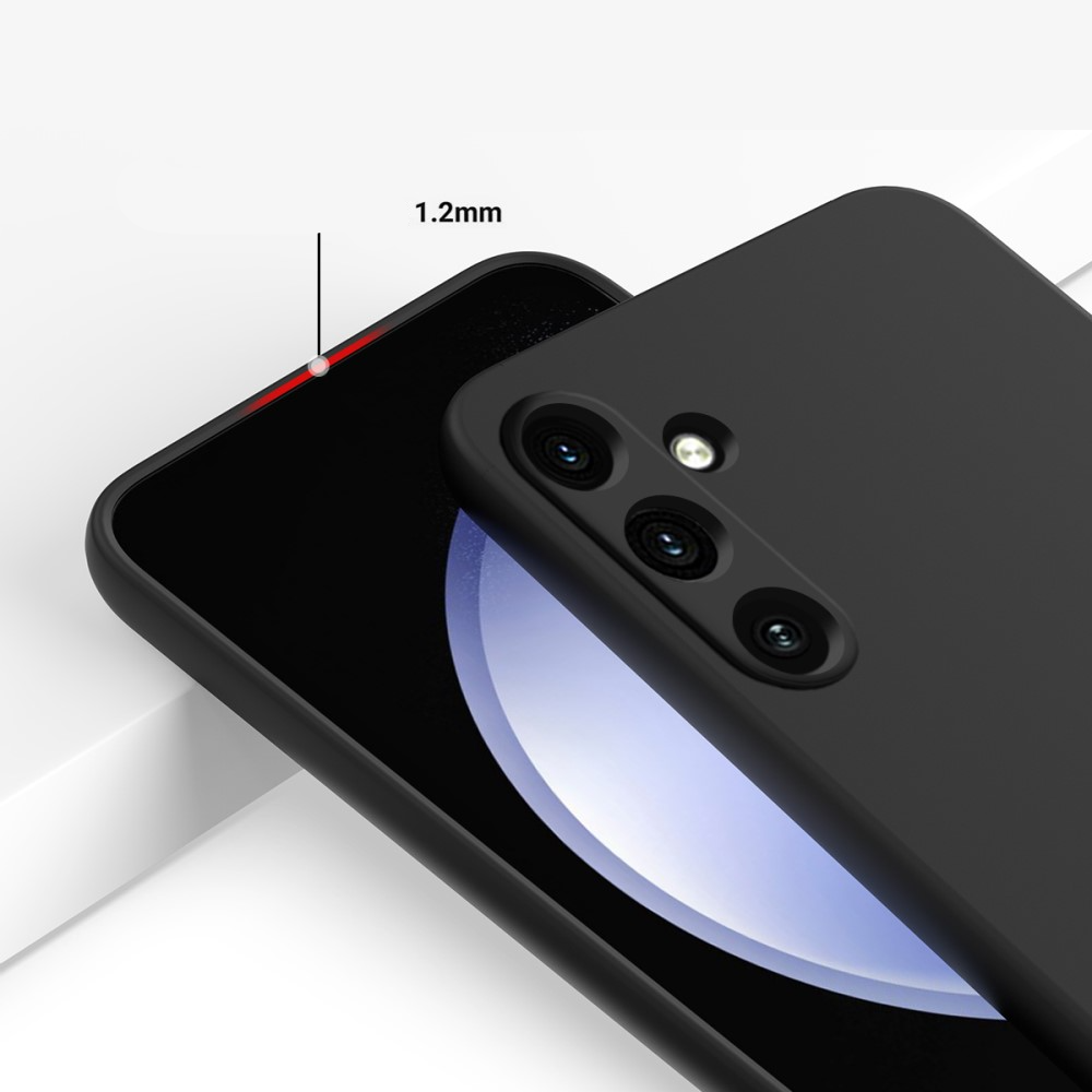 Samsung Galaxy A35 Silikon Case Hülle mit Kameraschutz   Handschlaufe - Schwarz