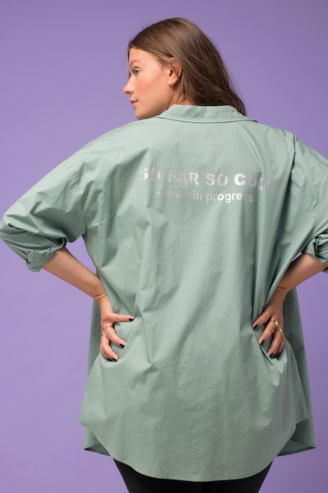 Hemdbluse, oversized, Rückenprint, Hemdkragen, Langarm