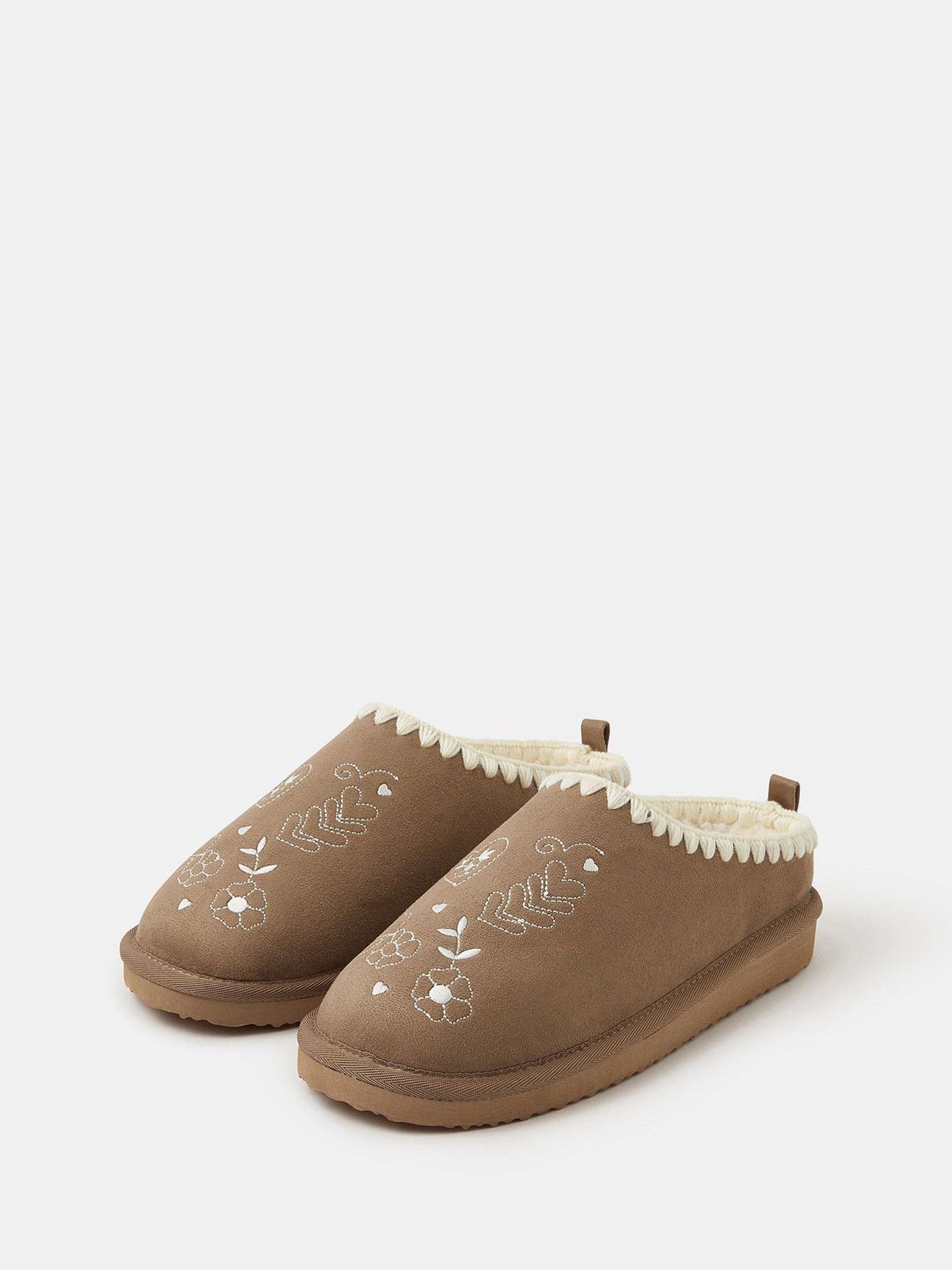 Accessorize Heart Embroidered Mule Slippers