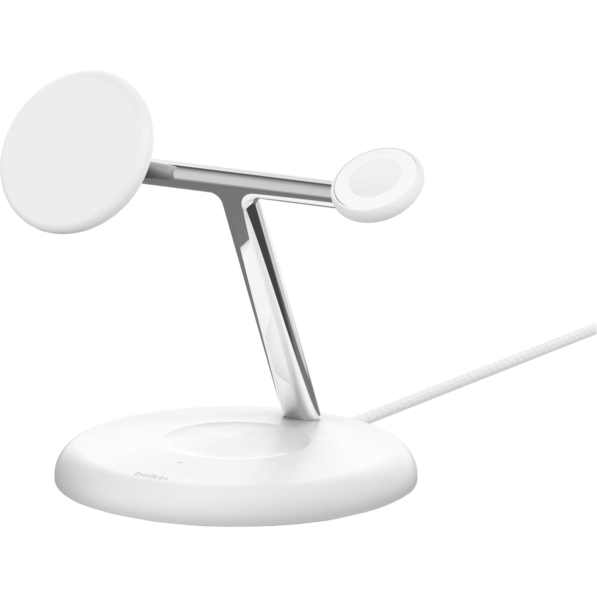Belkin BoostCharge Pro 3-in-1 Qi2 trådløs ladestasjon (hvit)
