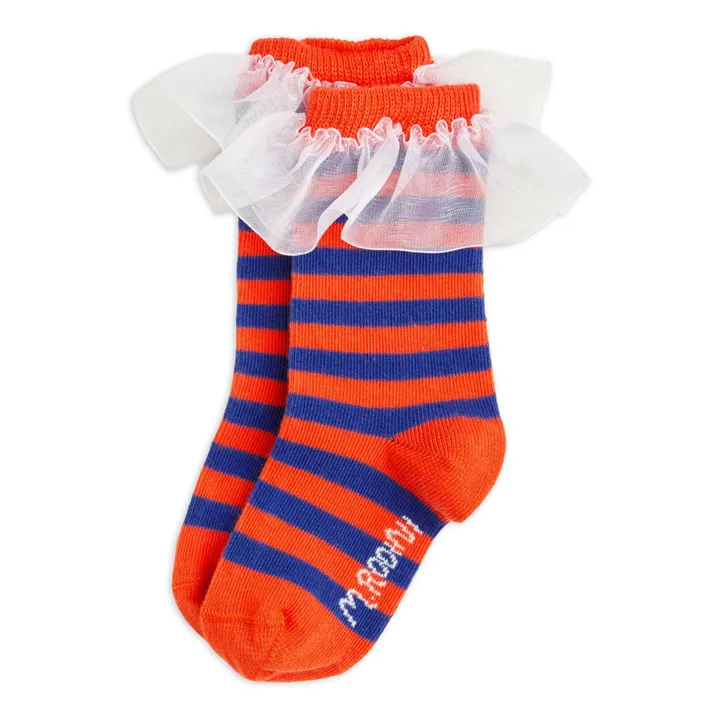 Mini Rodini Chaussettes Coton Bio Rayure | Rouge