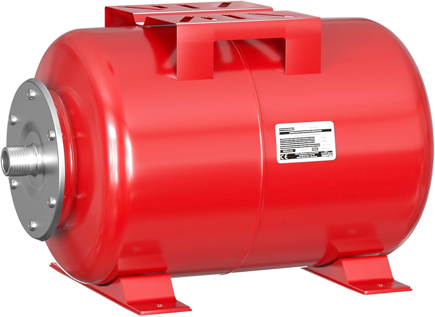 Wiltec Ausdehnungsgefäß 100 Liter, horizontaler Membrankessel für Hauswasserwerke und Druckerhöhungsanlagen mit EPDM Membran