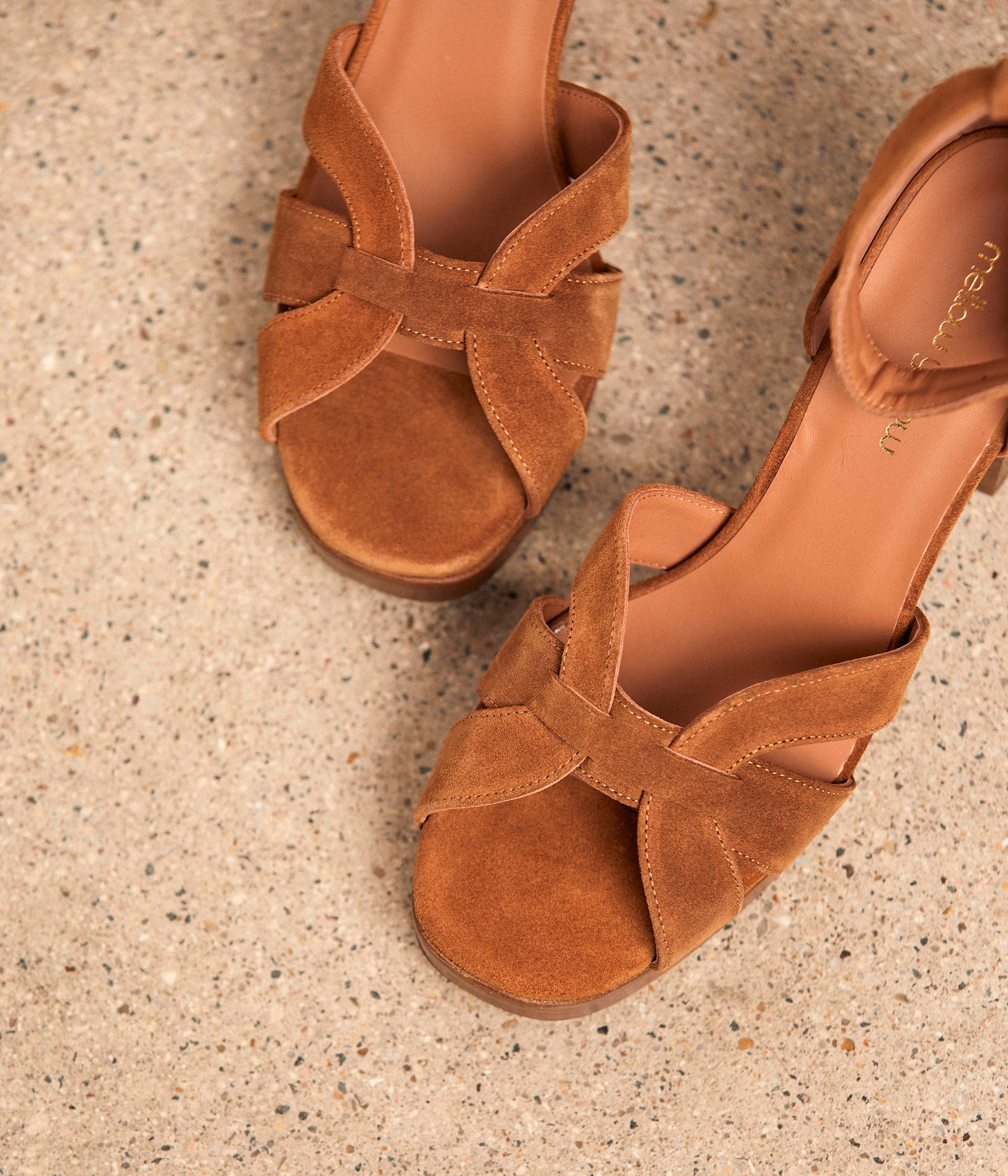 Sandales cognac velours Laura