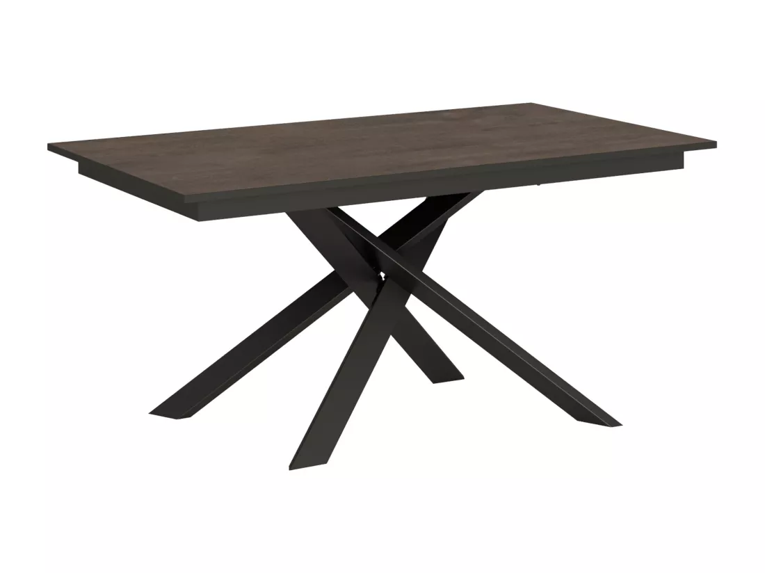 Table extensible 90x160/220 cm Ganty Noyer bande de chante Anthracite cadre Anthracite