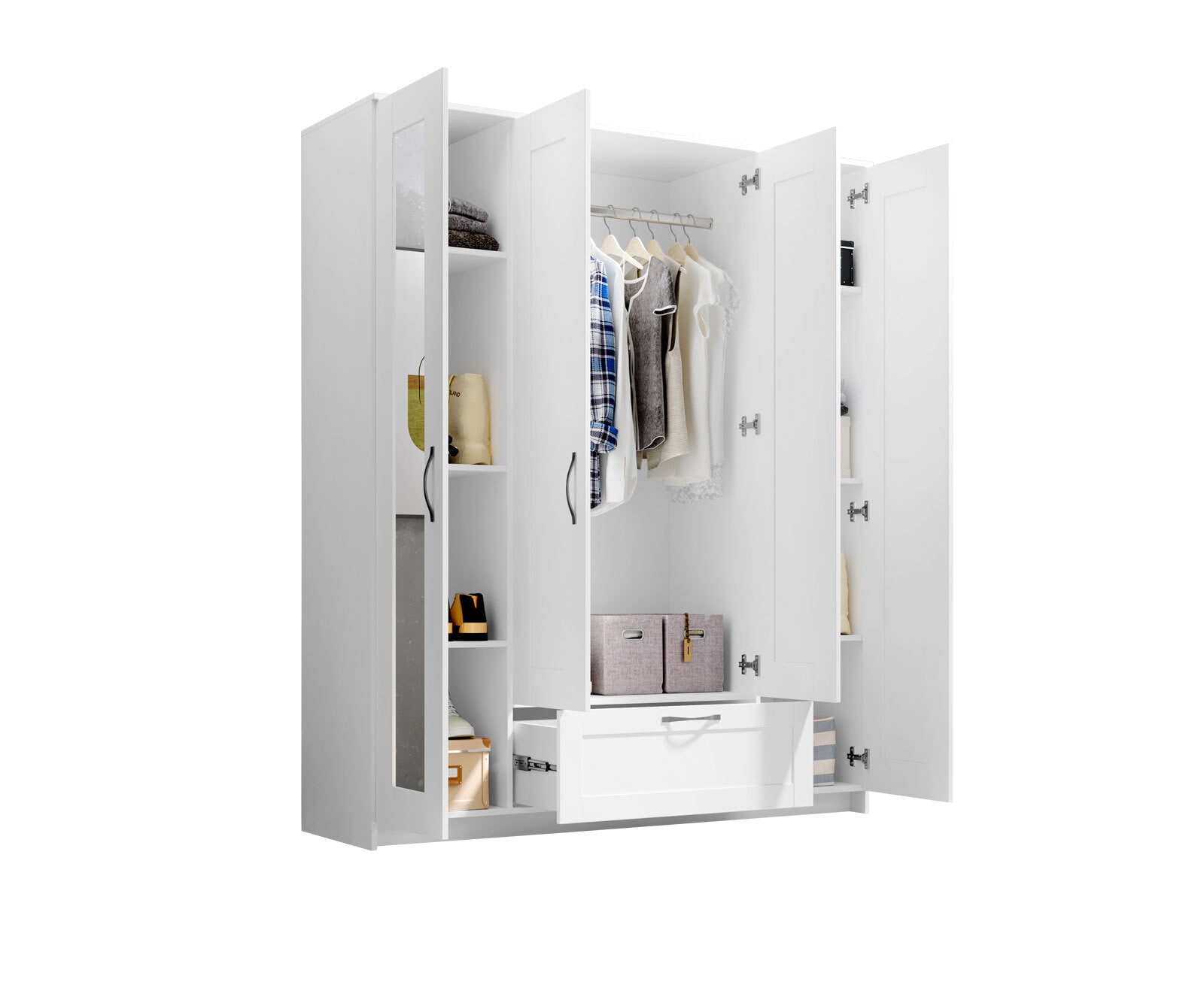 Kleiderschrank Salias 157x190x50 cm weiß