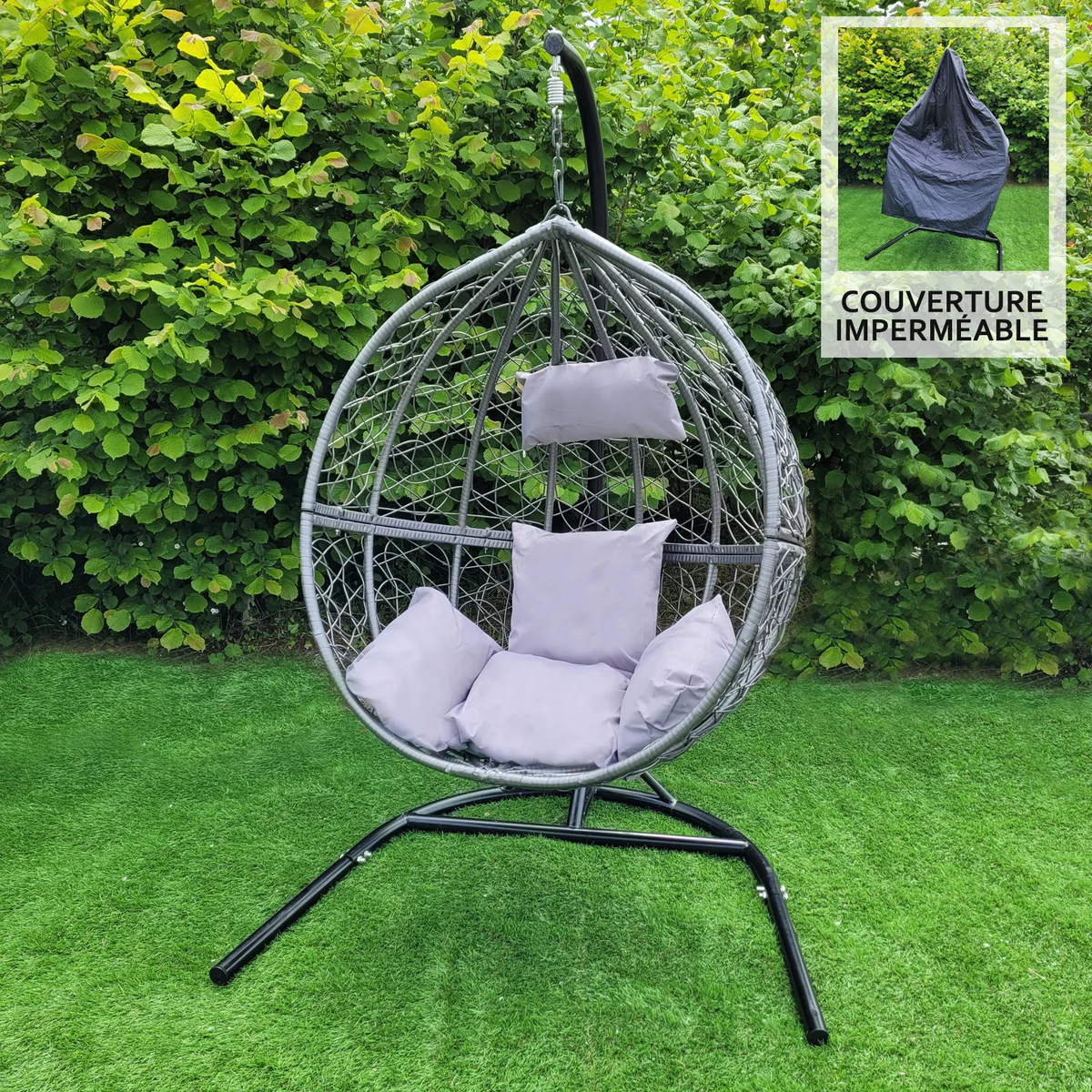 Chaise Suspendue en Rodin Gris Jardi