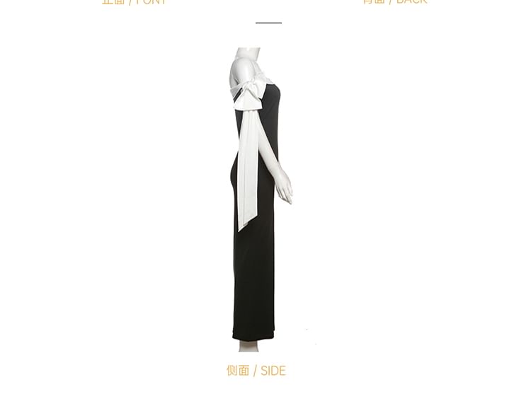 Bababy - Strapless Two Tone Maxi Sheath-jurk
