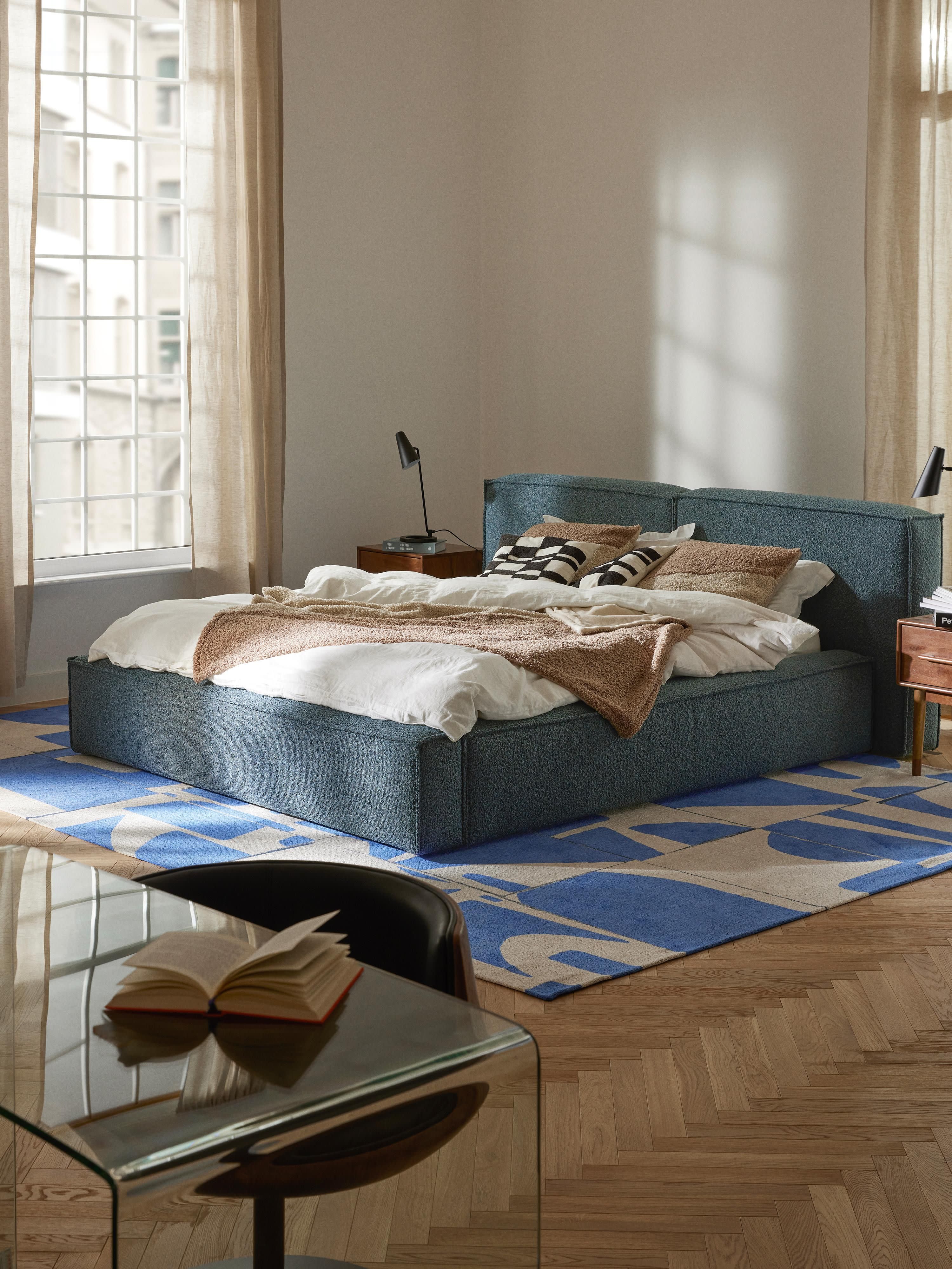 Bouclé gestoffeerd bed Lennon
