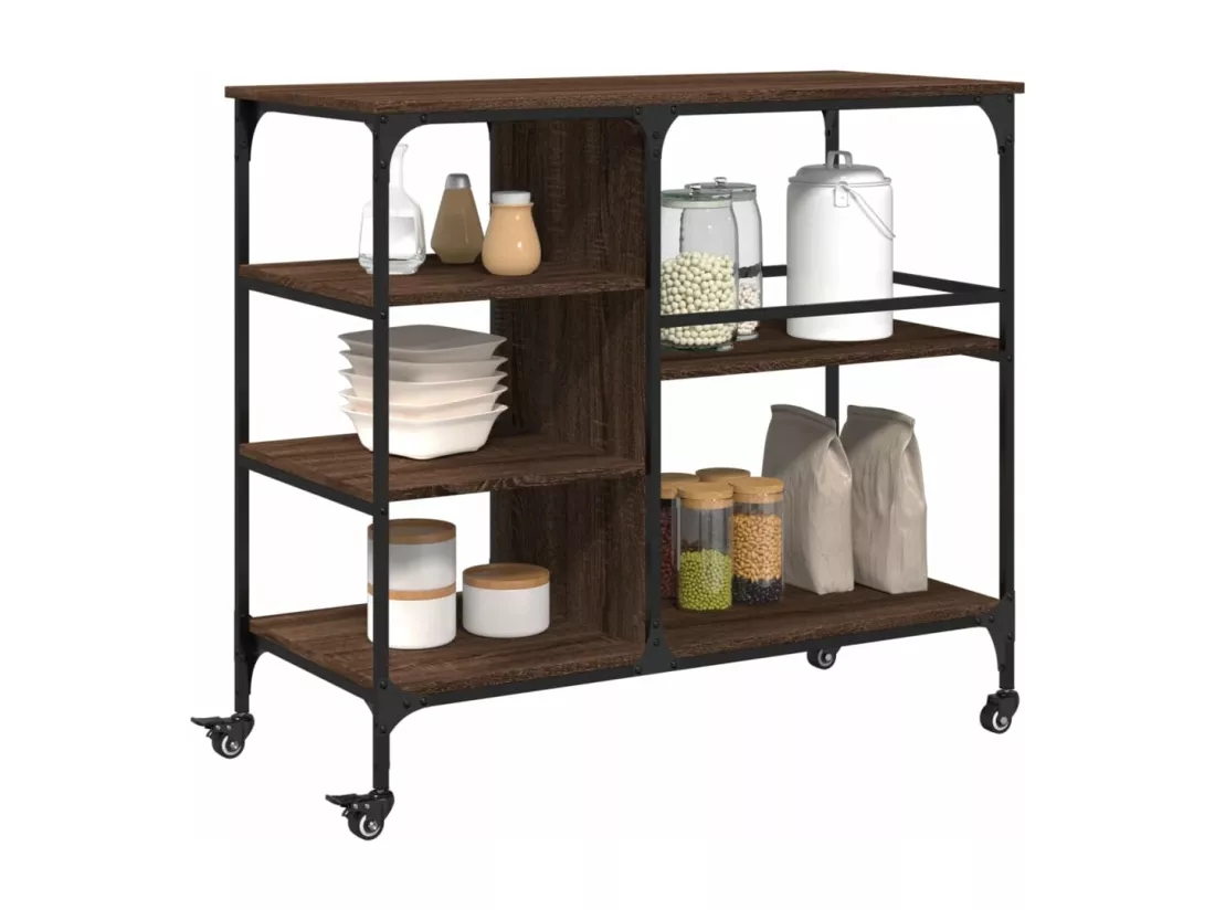 Chariot de cuisine chêne marron 100x45x89,5cm bois d'ingénierie