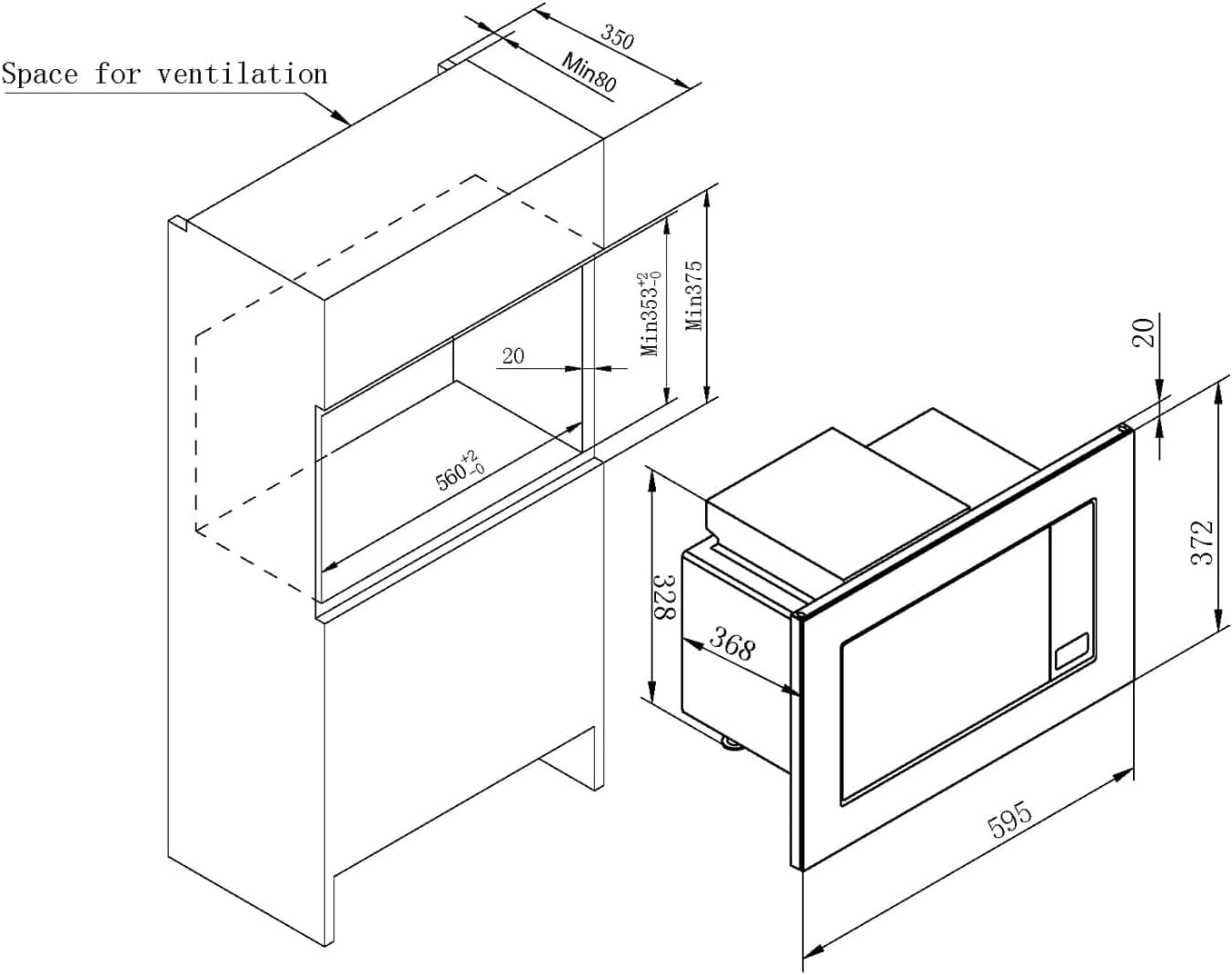 Amica EMW 13184 E Eingebaut Grill-Mikrowelle 20l 800W Edelstahl - Mikrowellen (Eingebaut, Grill-Mikrowelle, 20 l, 800 W, Knöpfe, Edelstahl)