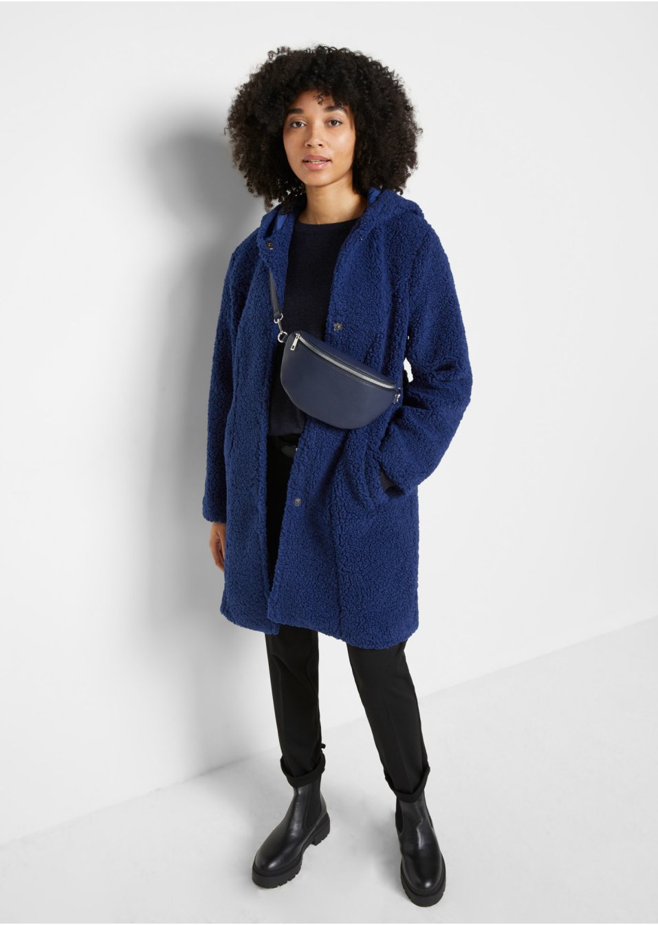 Veste en maille peluche à capuche