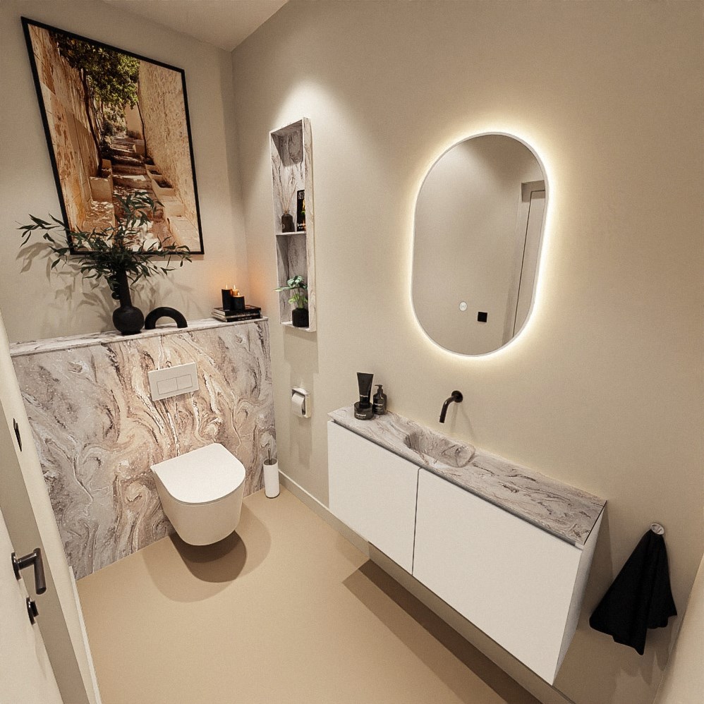 Mondiaz Hope toiletplaat solid surface 100x125cm glace voorgeboord