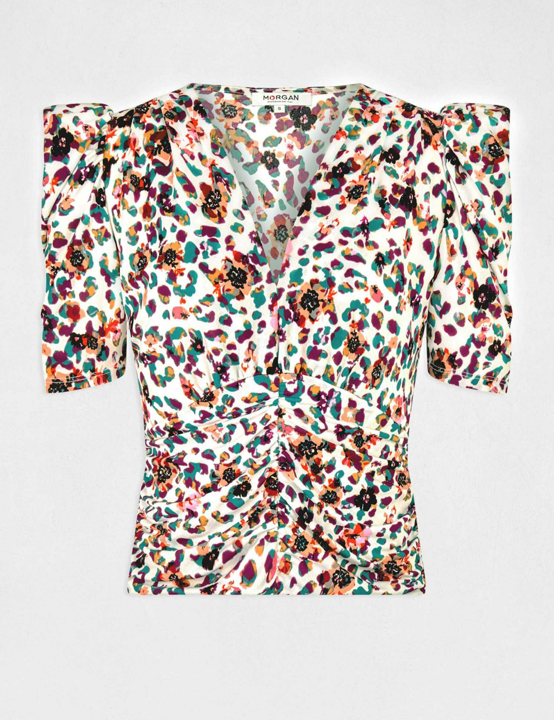T-shirt manches courtes imprimé floral multico femme - multico