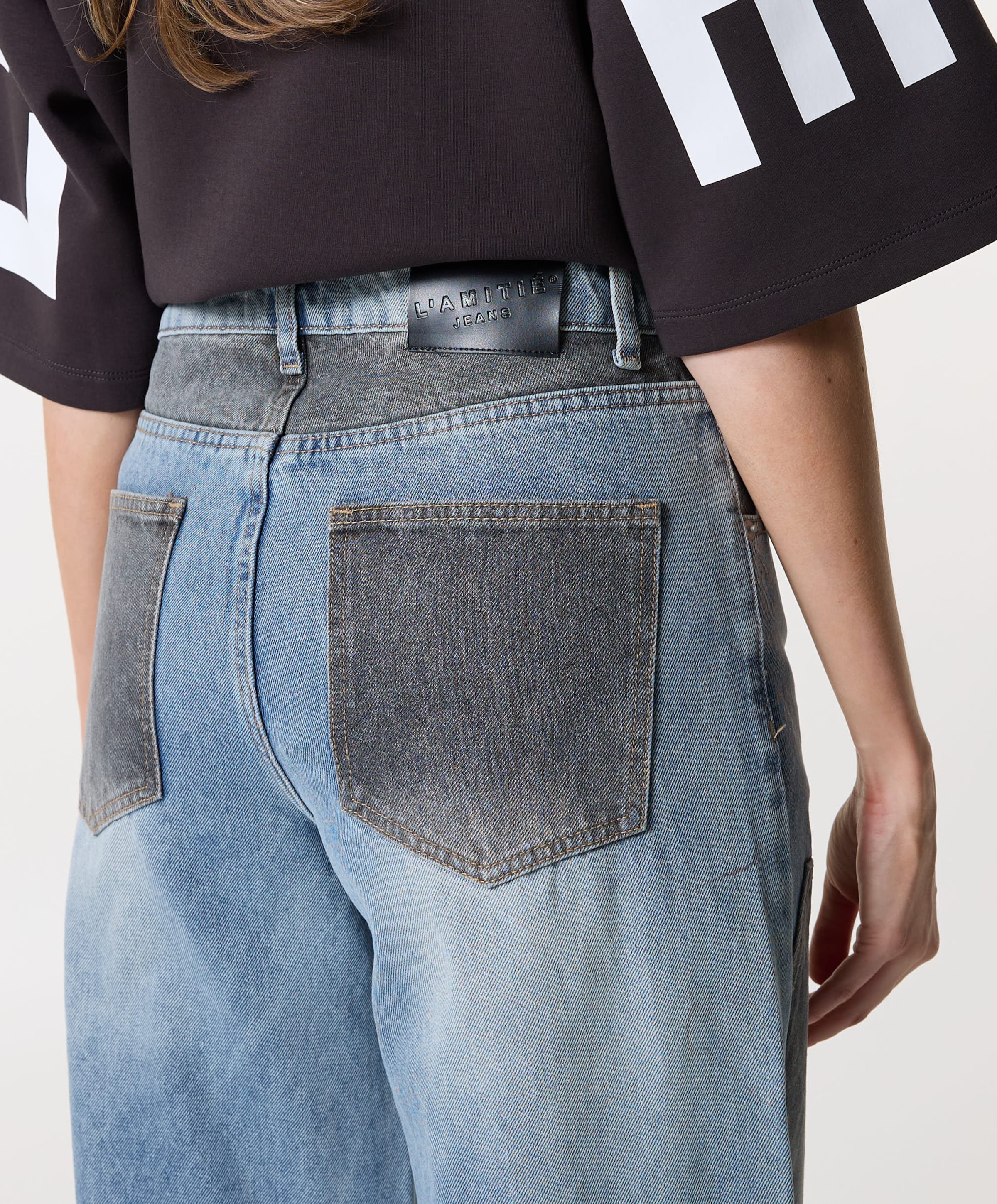 Haute L'Amitié Two-Tone Patch Tall jeans blauw