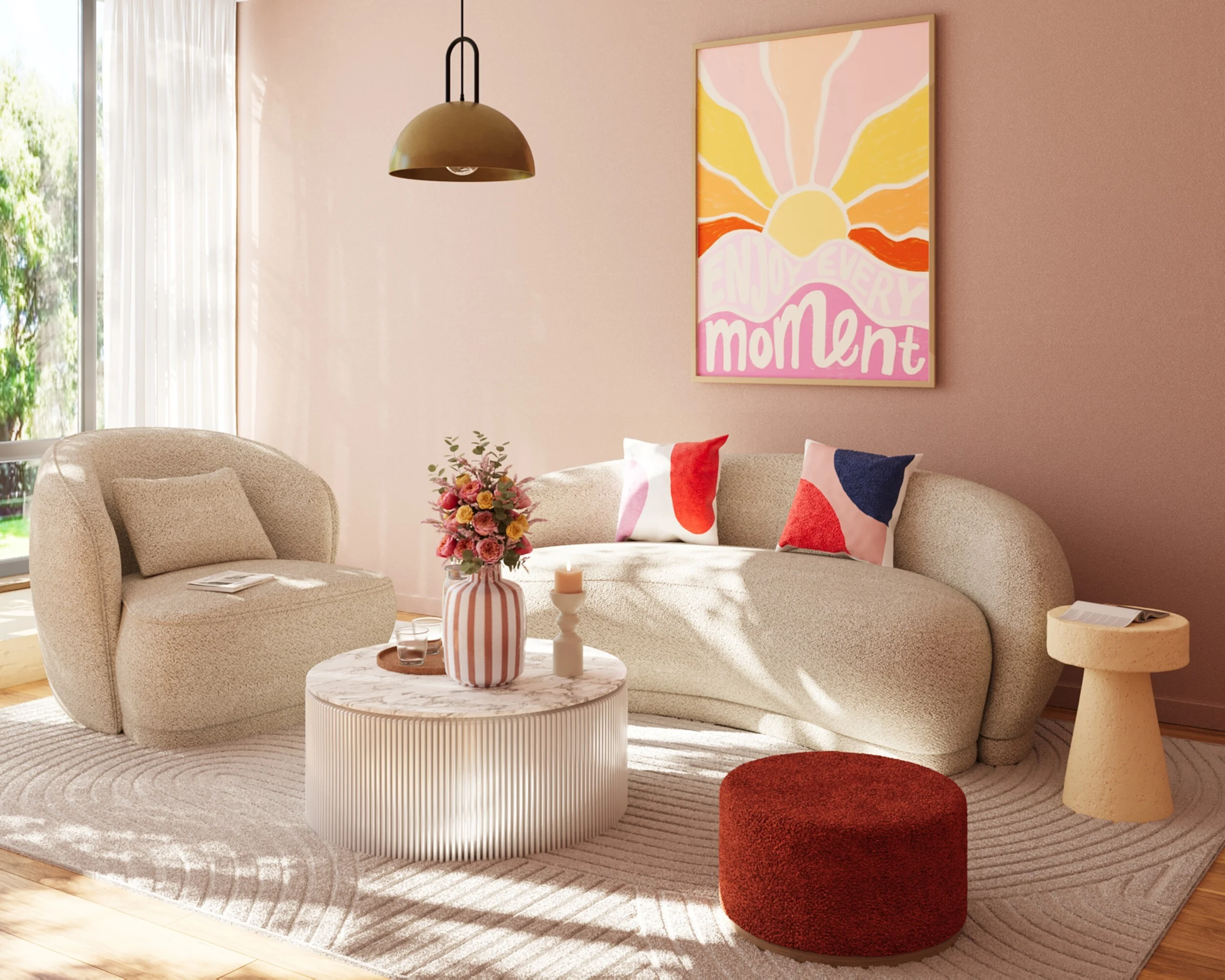 PABLO - Fauteuil design bouclé | Beige