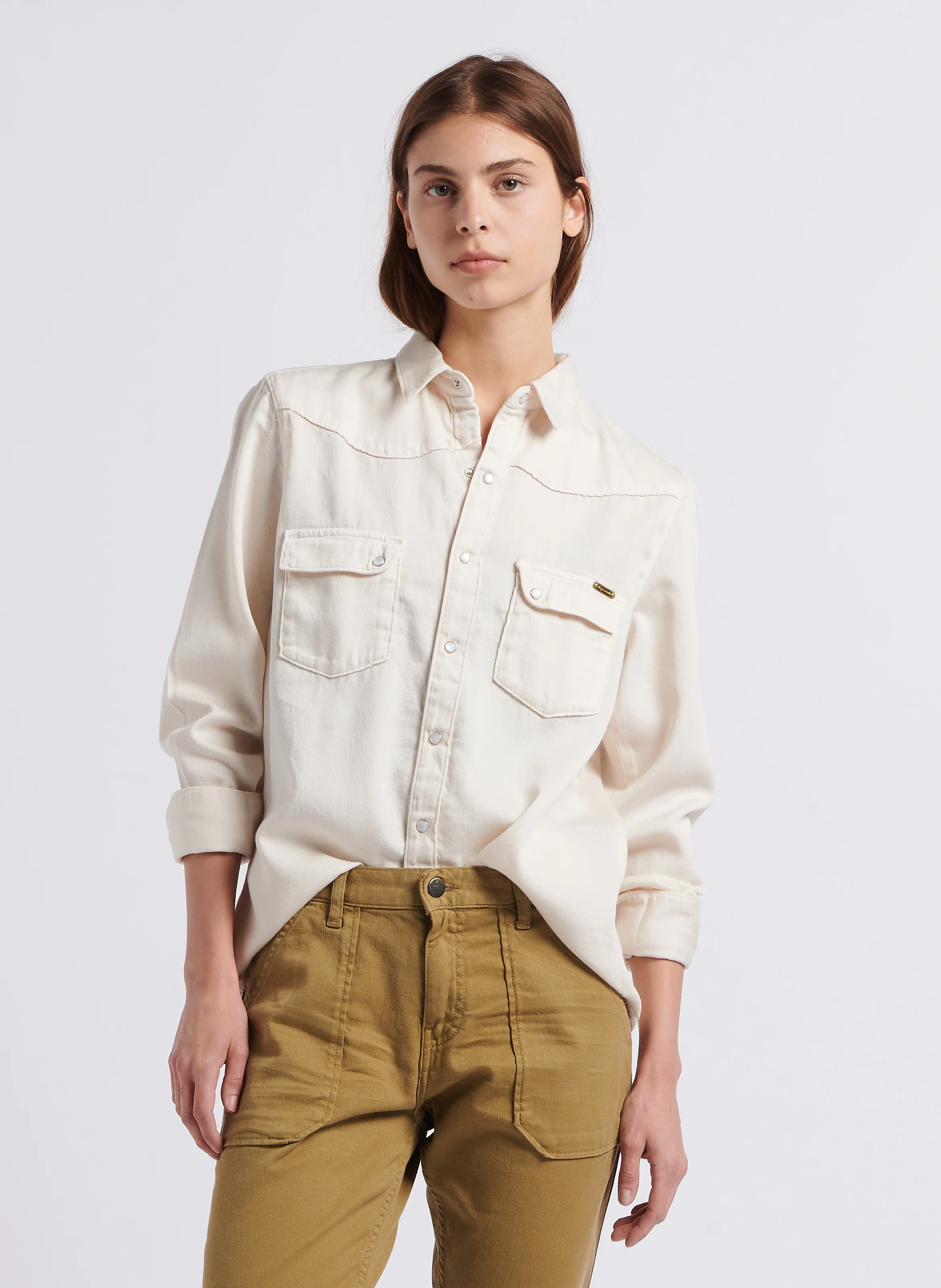 Chemise droite col classique en coton | Blanc