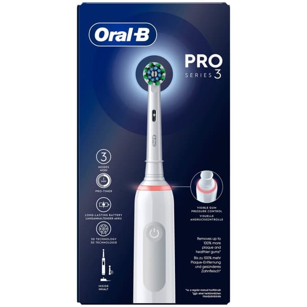 Oral B Elektrisk tannbørste Pro3 Hvit + ekstra refill