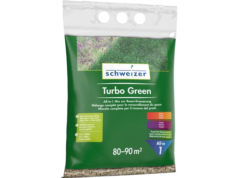 Eric Schweizer Rasendünger Turbo Green All-in 1 Mix, 4.5 kg All-in-1 Mix zur Rasenerneuerung