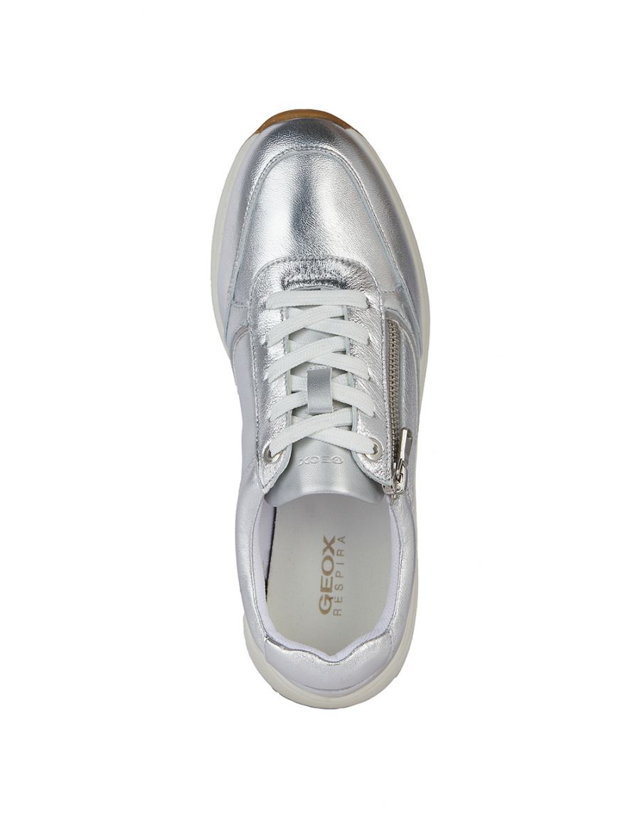 Baskets cuir argent