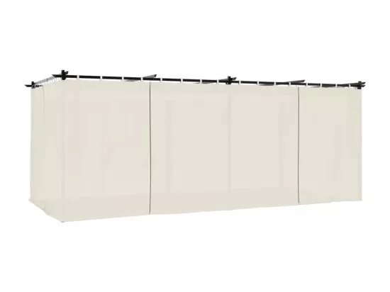 Tonnelle avec rideaux crème 6x3 m acier