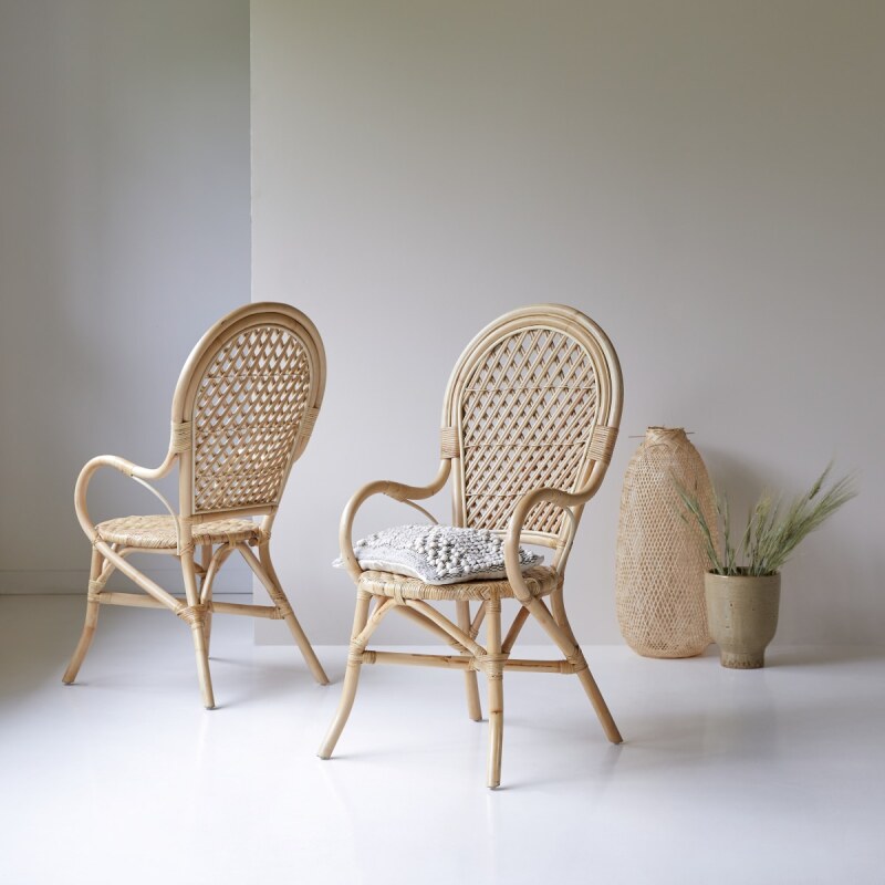 Lot de 2 Fauteuils en tiges de rotin Marius H 102 x L 52 x P 60 cm