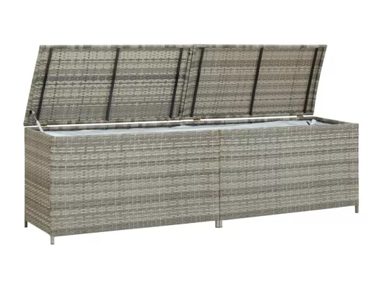 Boîte de rangement de jardin résine tressée 200x50x60 cm gris