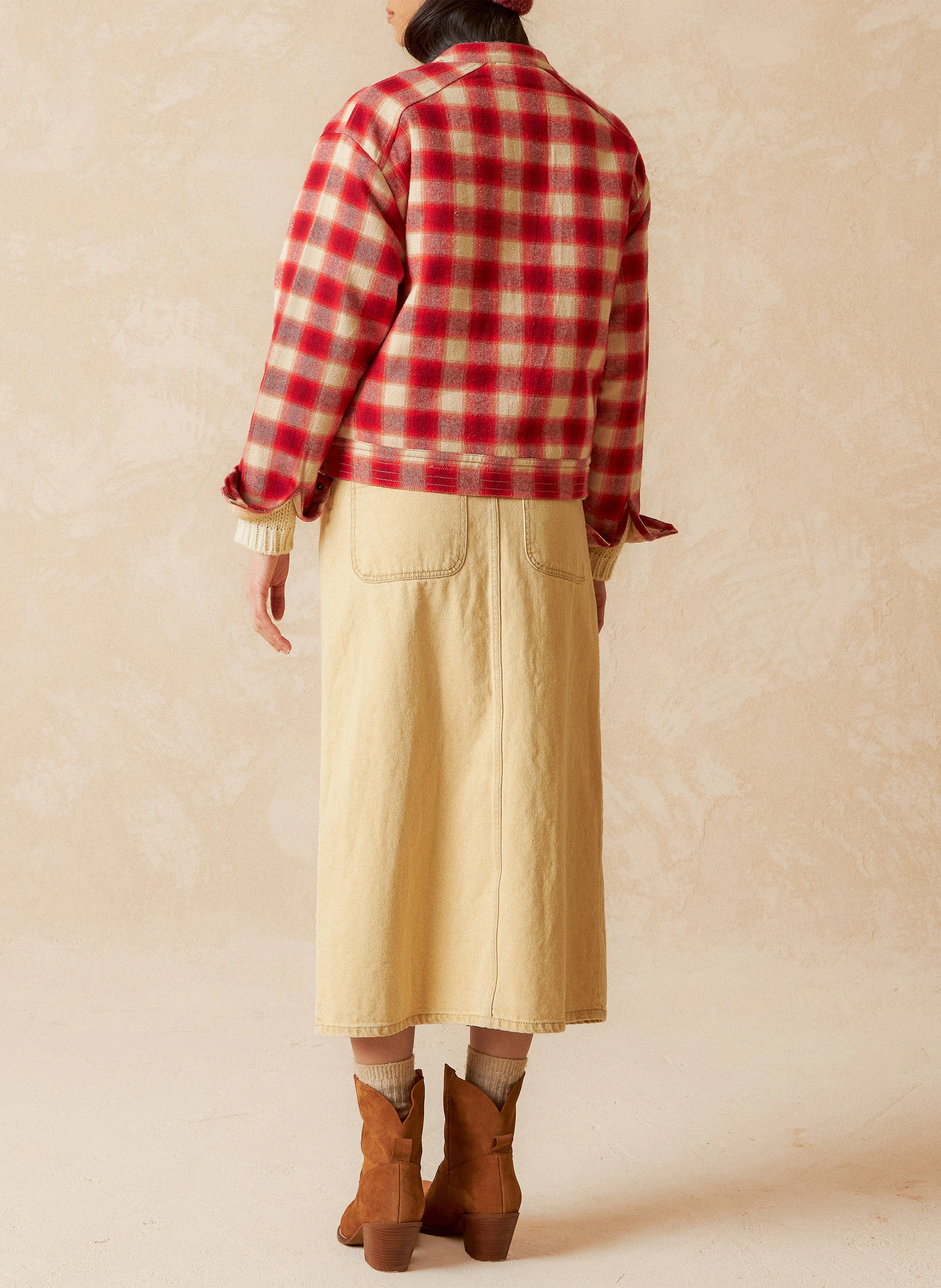 Veste col rond en coton | Rouge
