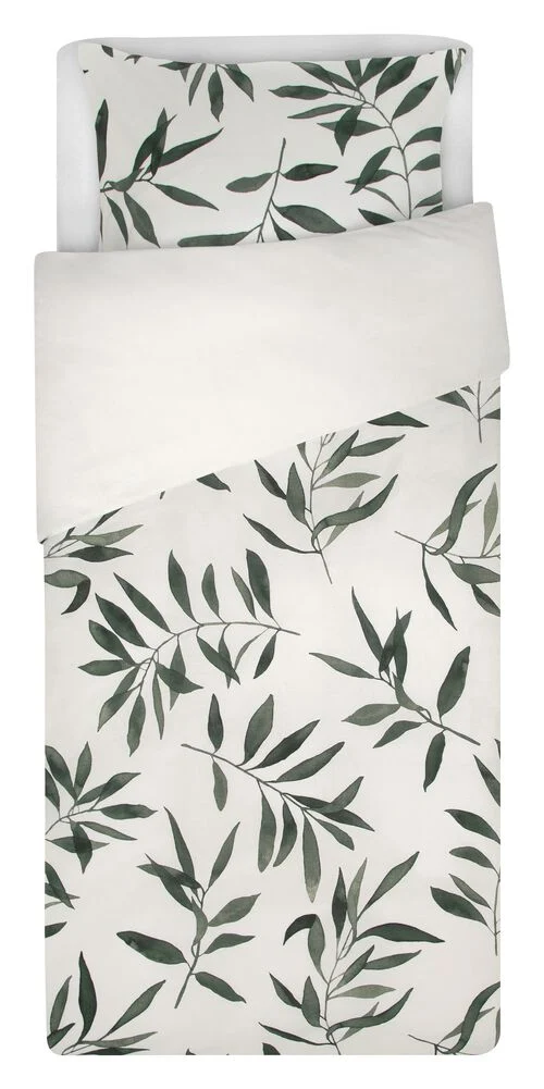 housse de couette en coton doux 140x200/220 branche d’olivier vert