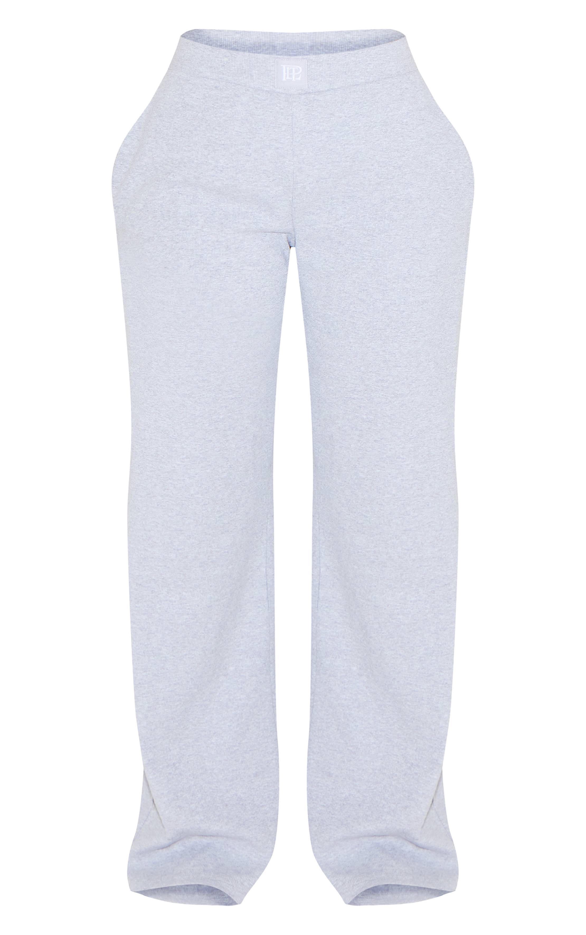 Gris Prettylittlething Pantalon De Nuit Côtelé Large À Élastique Tonal