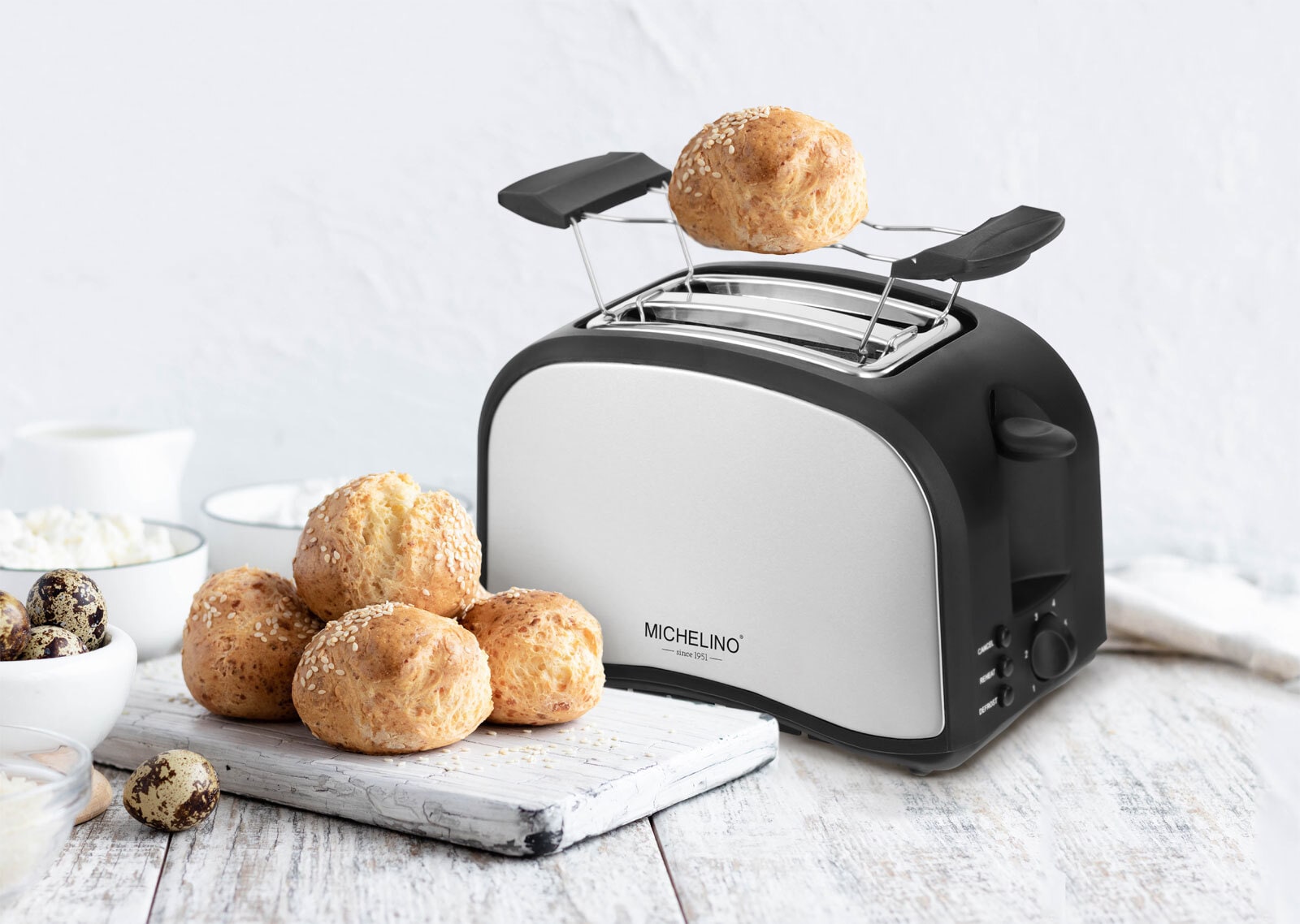 MICHELINO Toaster 74370 Edelstahl 800 Watt