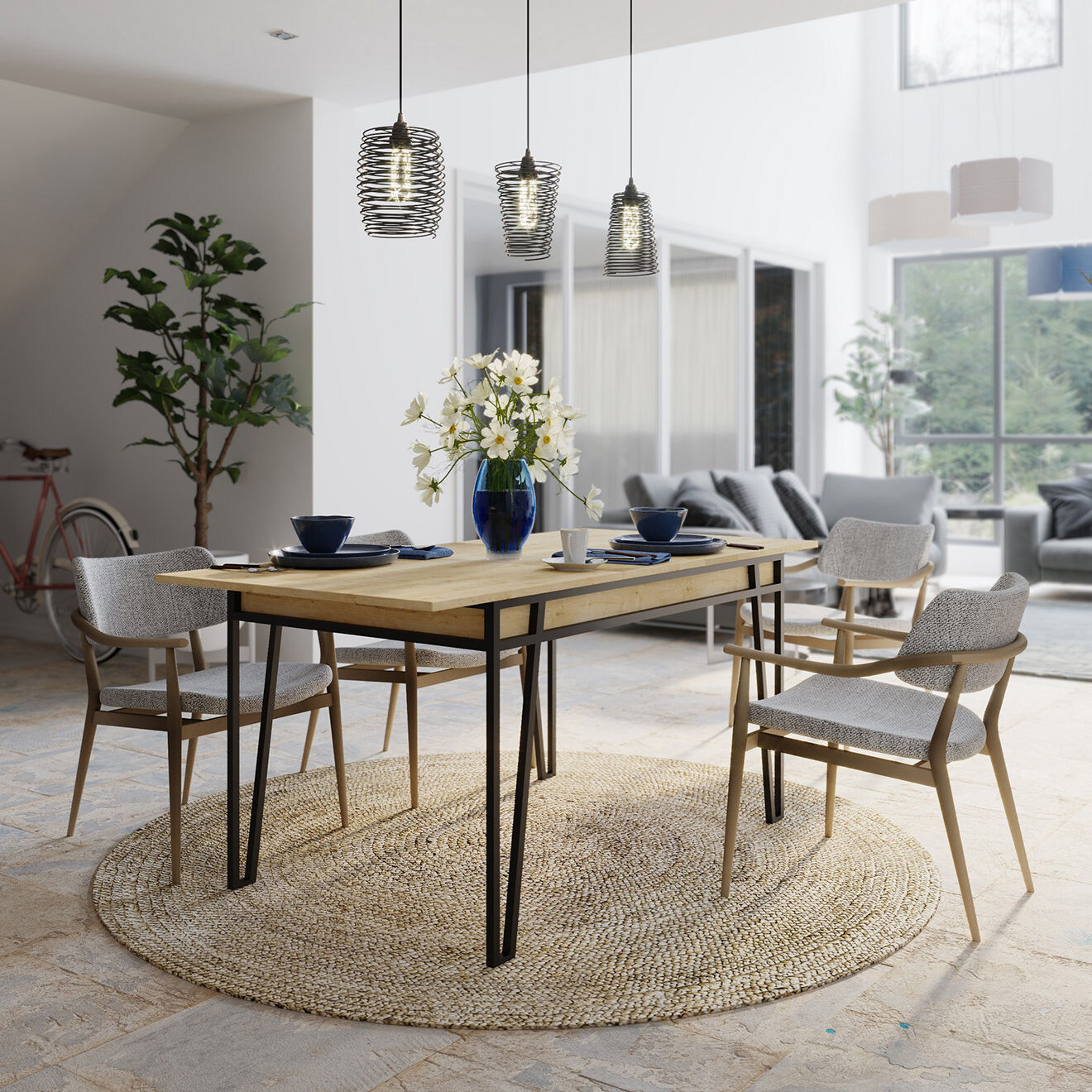 Wooden Art Table à manger Pal chêne - 132-170x80x76 cm