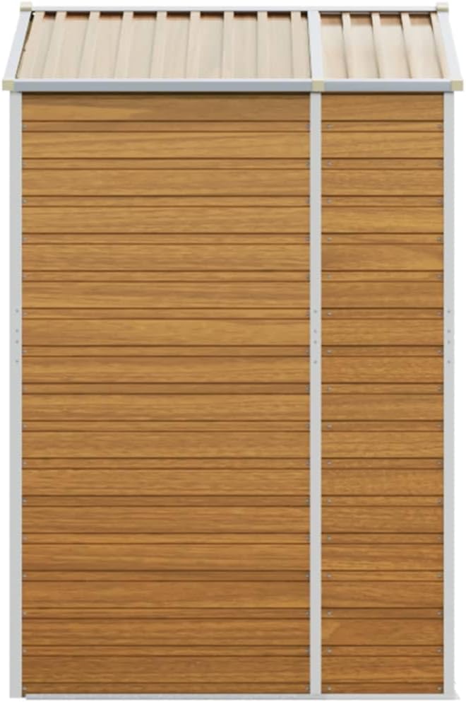 vidaXL Gerätehaus, Gartenhaus mit Schrägdach Griffe, Gartenschuppen Schuppen mit Stauraum, Geräteschuppen Metallschuppen, Hellbraun 191x130x198 cm Verzinkter Stahl