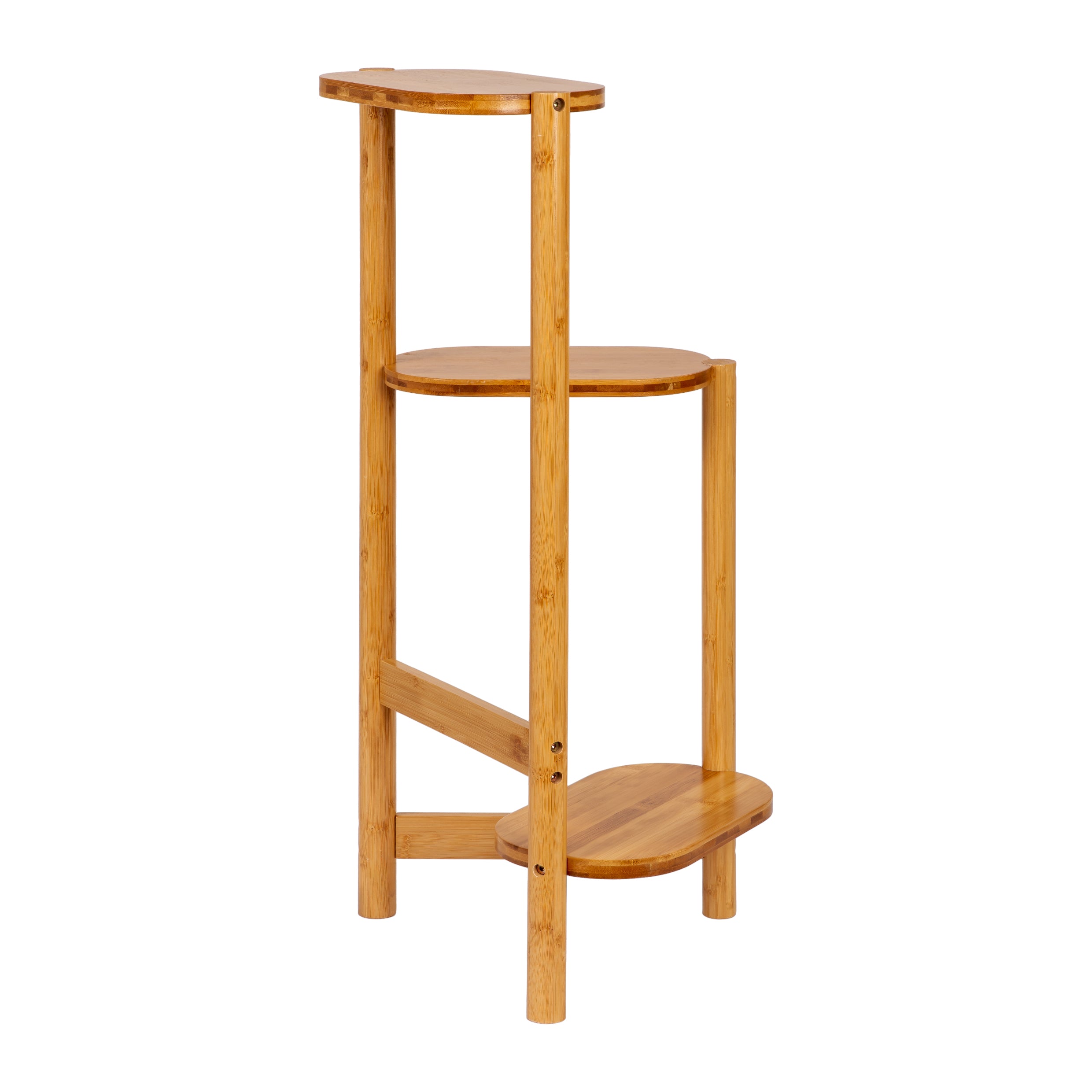 QUVIO Plantenstandaard - 3 ovale planken - Bamboe