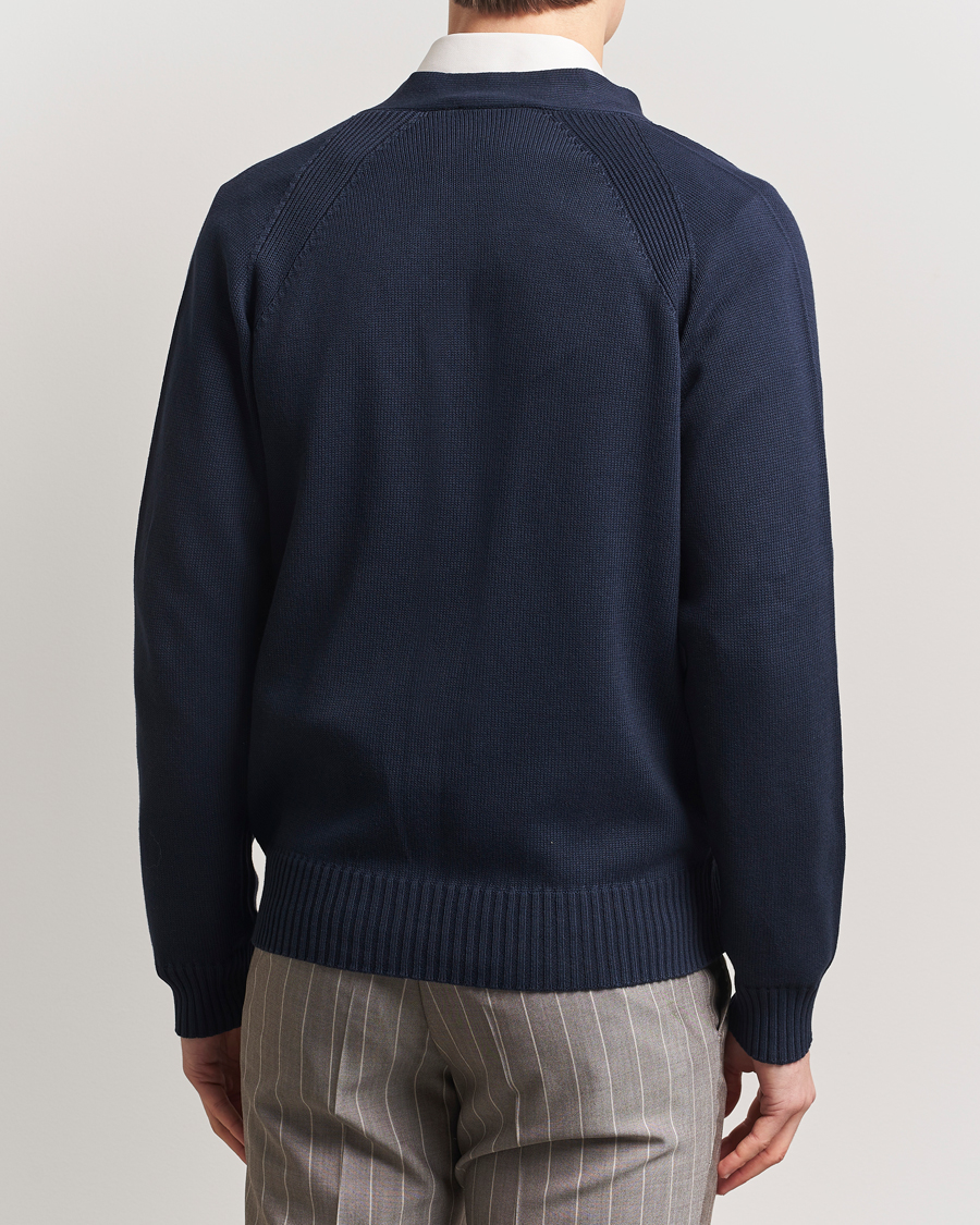 Oscar Jacobson Hover Cotton Cardigan Navy