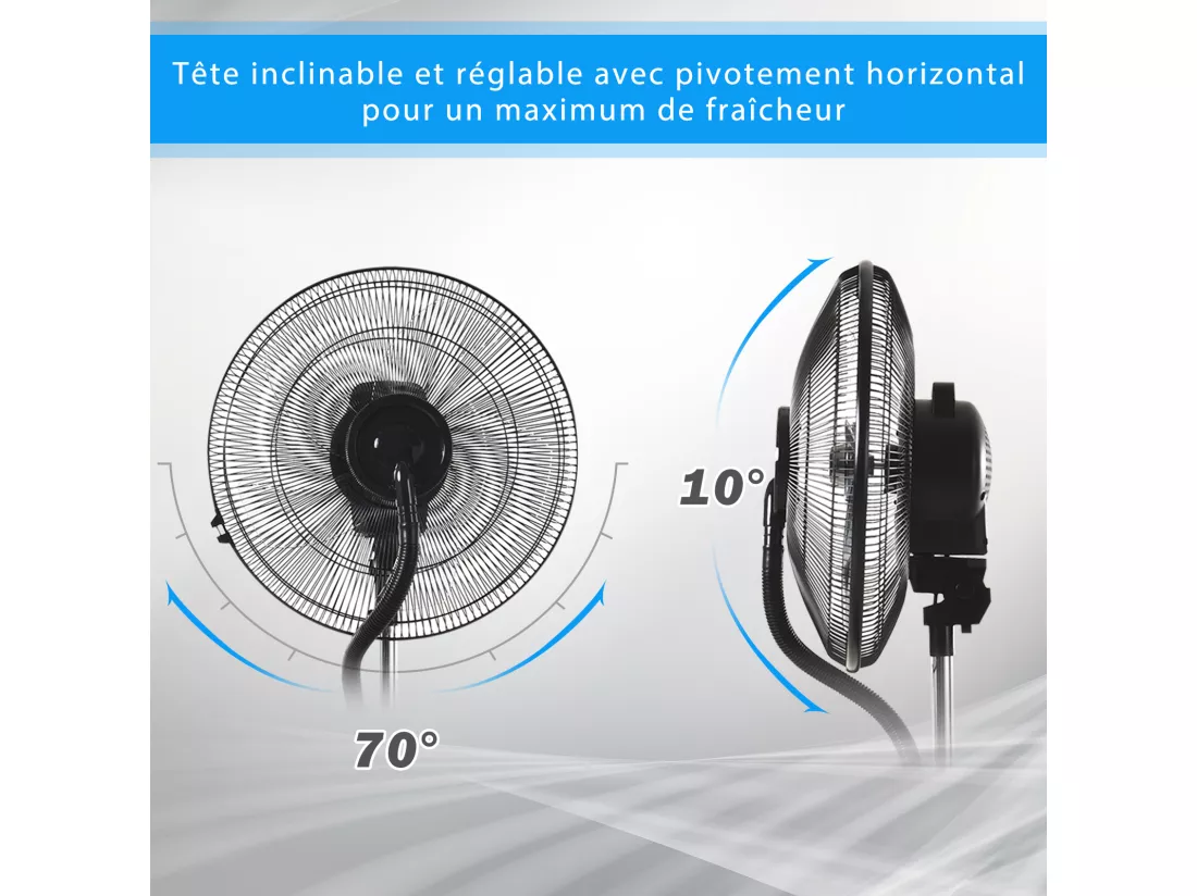 HOMCOM Ventilateur brumisateur sur roulettes - oscillant silencieux 90 W avec télécommande - minuterie 3 modes 3 vitesses Ø 44,5 x 135H cm gris noir