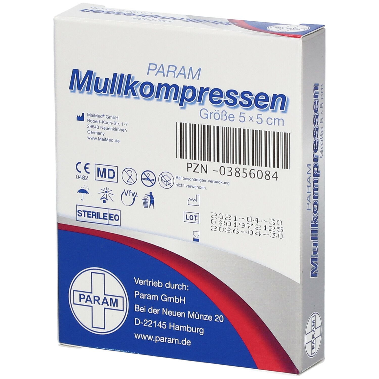 PARAM Mullkompressen 5 cm x 5 cm steril 8-fach