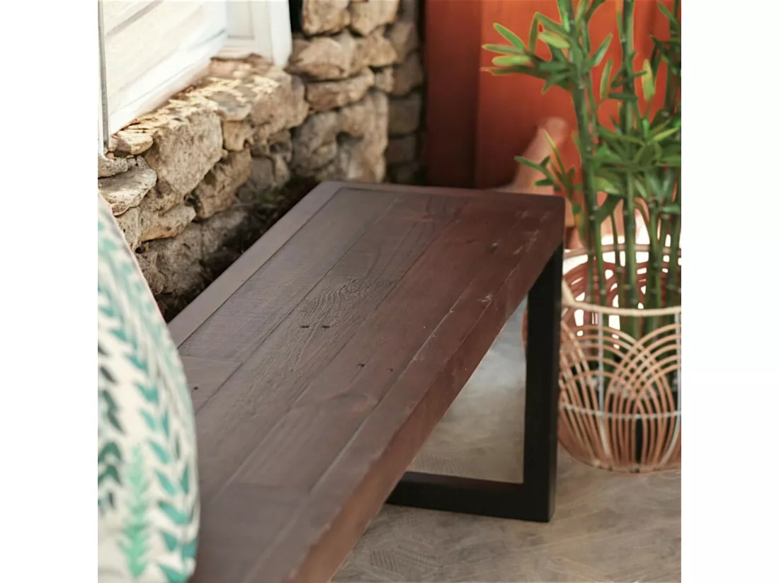 Banc Bois recyclé pieds métal 140 cm SAMOA