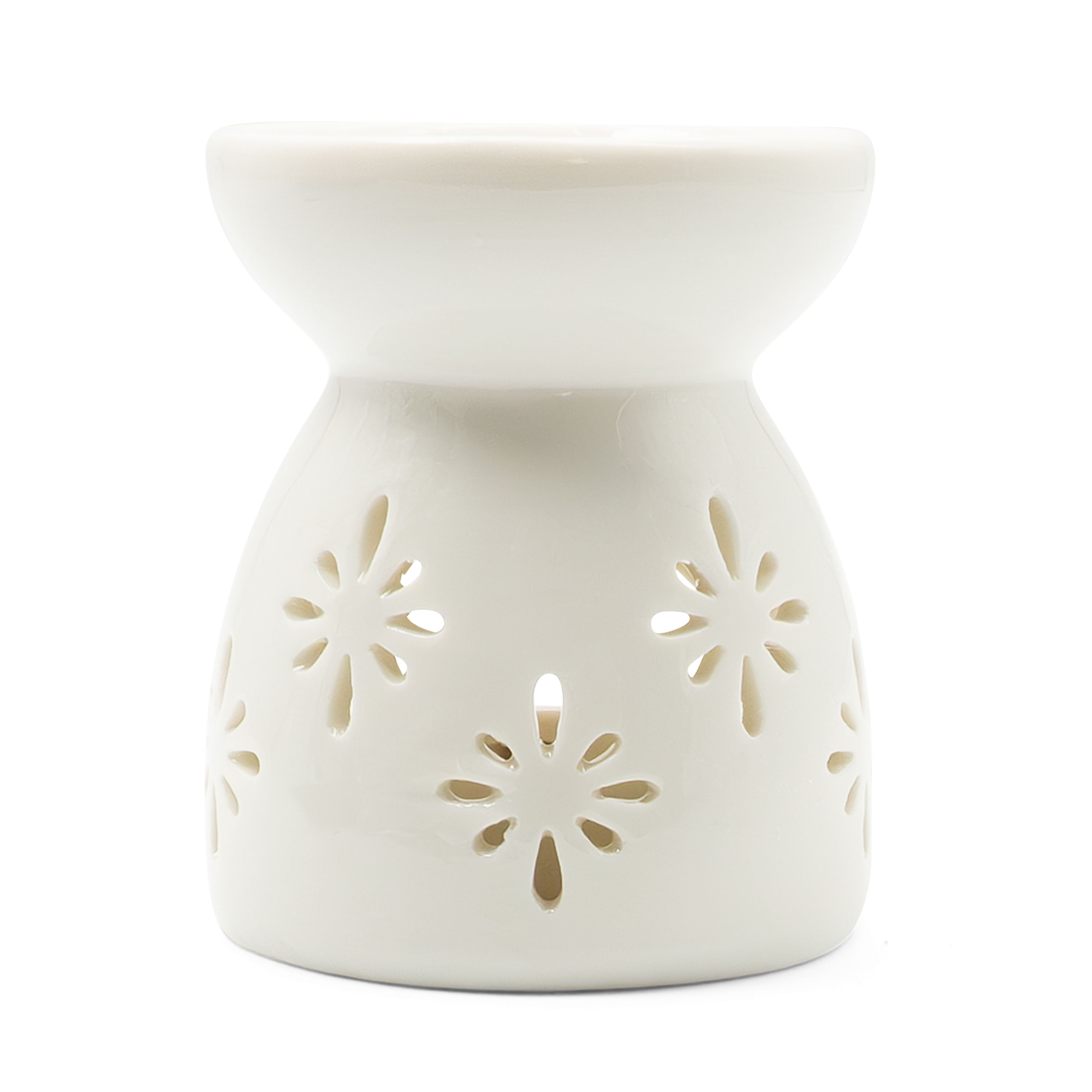Keramik Aroma Duftlampe Teelicht Halterung mit Sternen Muster - Weiss